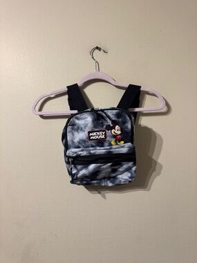 Kids Black/Gray Tie-Dye Mini Backpack Mickey Mouse 2 Zippered Pockets